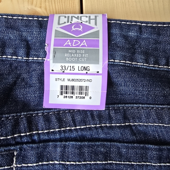 Cinch Ada Mid Rise Relaxed Fit Boot Cut Dark Wash Jeans 33/15 Long NEW - Picture 14 of 14